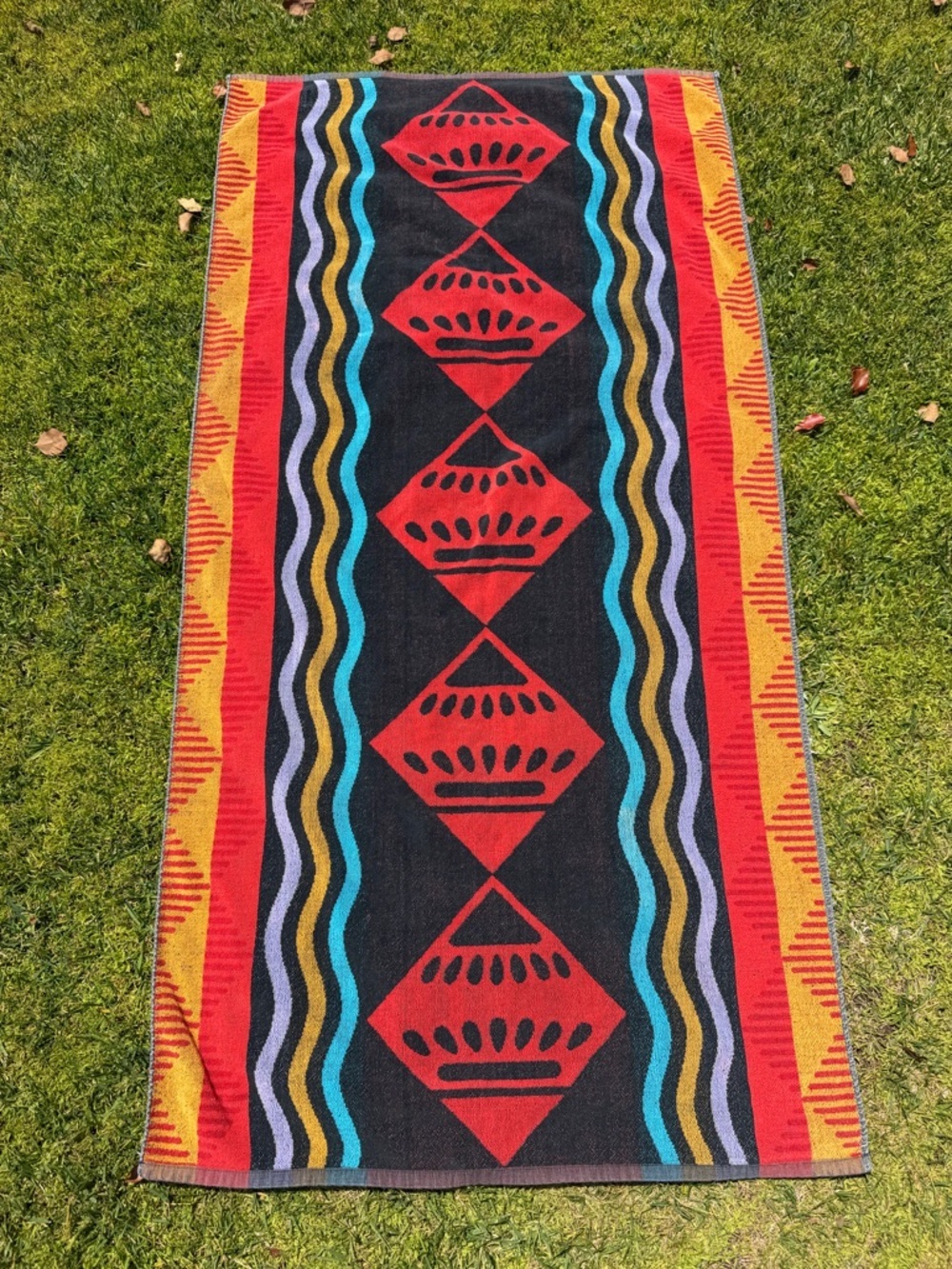 VTG Royal Terry Geometric Southwestern Beach Towel Colorful Brazil 30x60 GUC